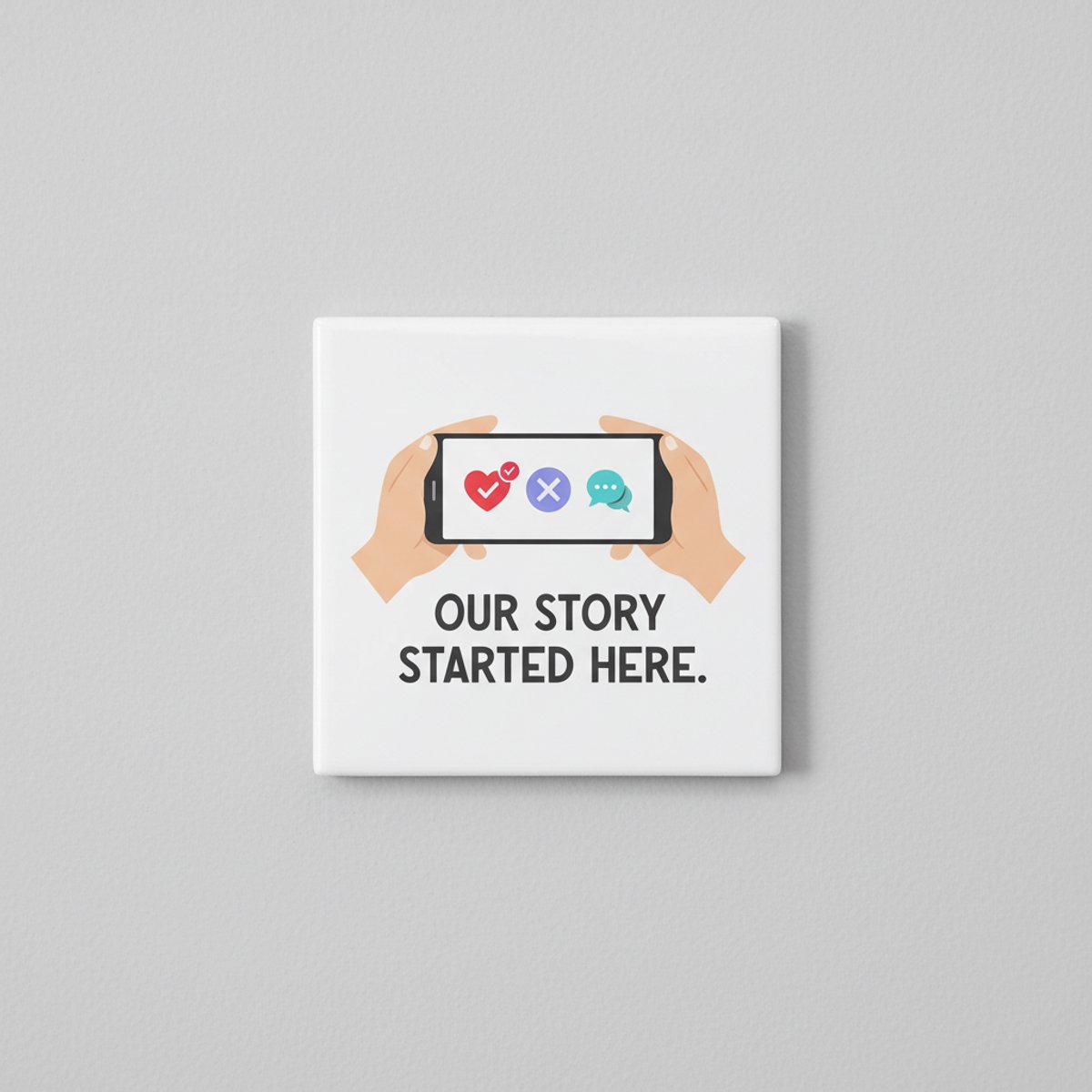 Nevolis Our Story Started Here Liefde Tekst Tegel – Romantische Koppel Woondecoratie – Keramische Tegel 15 x 15 cm Multi Color
