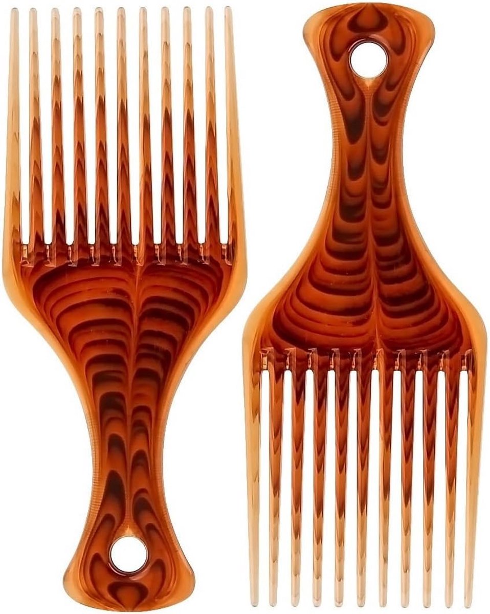 Haarkam Amber 2 stuks – Gladde Afro Kam voor Krullend Dik Haar – Haarstyling Gereedschap voor Volume & Ontwarren