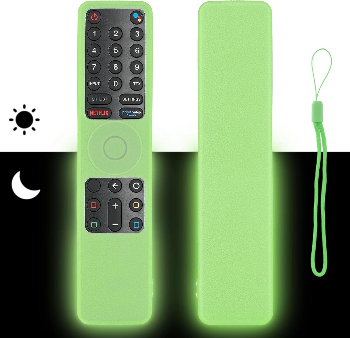 Schokbestendige Siliconen Afstandsbediening Hoes met Lanyard voor Universele TV Afstandsbedieningen (Neongroen)