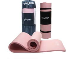 Jim24 Yoga Mat - Yogamat Extra Dik - 15 mm - Fitness Mat - Sport Mat - Antislip - Slijtvast - Incl. Draagtas - DonkerZalm