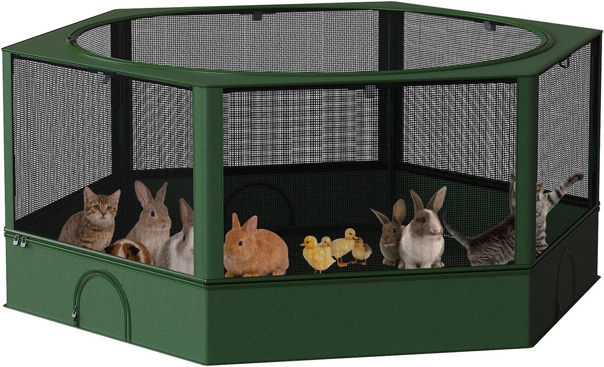 Hok voor kleine dieren – groen, geschikt voor binnen en buiten, montage vereist