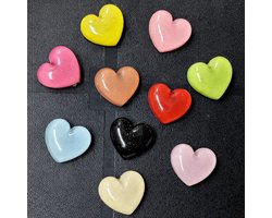 foto van TLVX 10 stuks 3D Gekleurde Glitter Hartjes Magneten / Leuke Koelkastmagneten / Vrolijke Speel- & Leer Magneet / School / Whiteboard / Decoratief / Boodschappenlijst / Notitie / Memo bord / Kantoor / Schoolbord / Magnetisch / Love You Foto Magneetjes