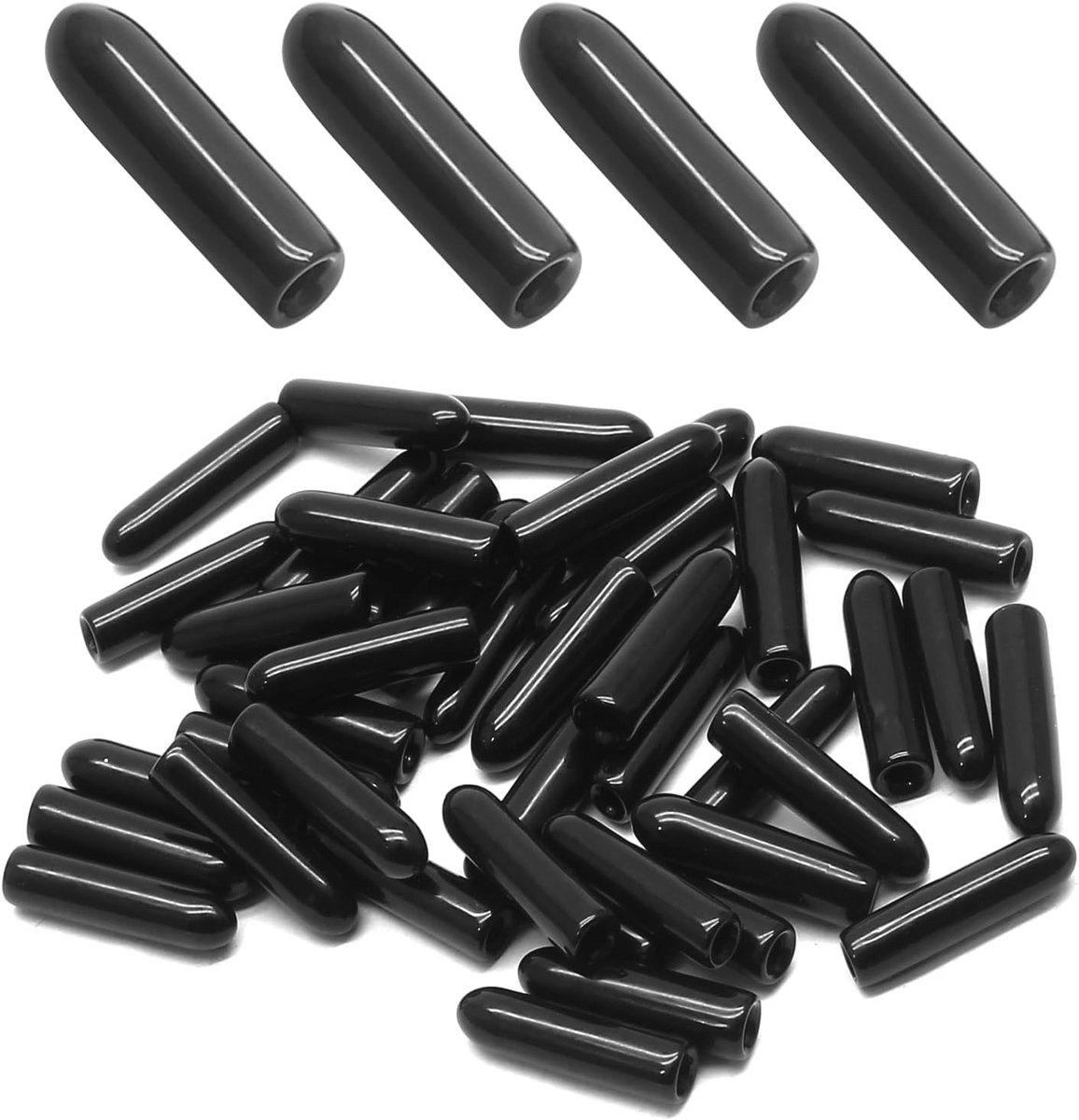 Ronde rubberen doppen 60 stuks, 1/8 inch (3 mm), flexibele vinyl schroefbeschermers voor buisschroeven - Zwart