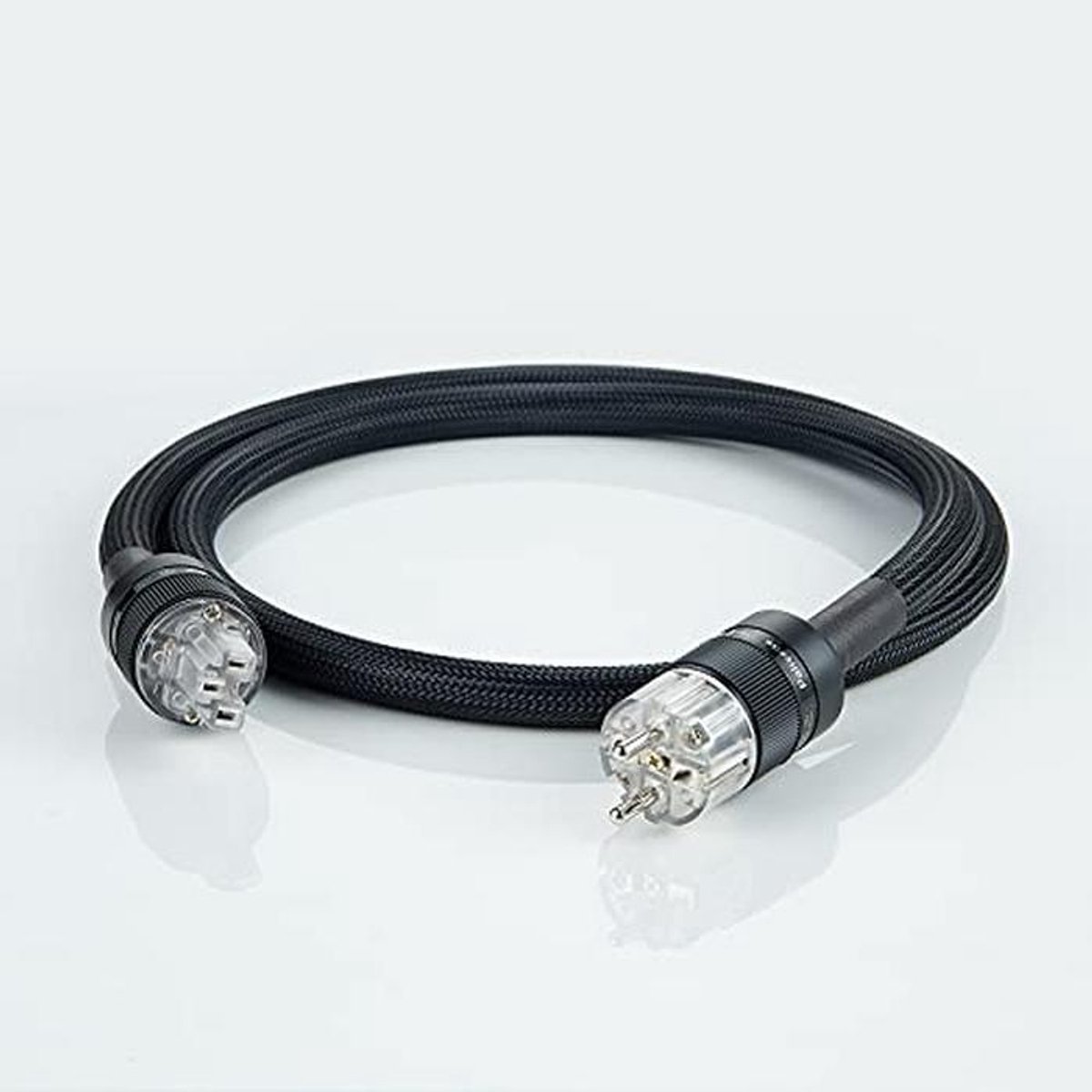 Hi-Fi Stroomkabel 3-polig - Hoge Kwaliteit Stroomkabel met Vergulde EU-stekker - 12 AWG Koudapparaatkabel voor Luidsprekers en Versterkers - 1 m Zwart