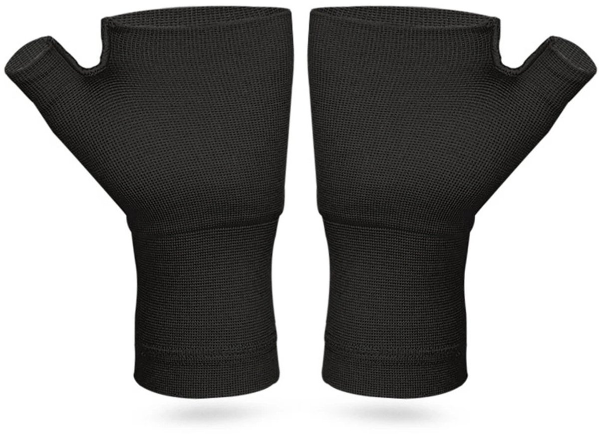Compressie Handschoenen – Vingerloos – Pols Ondersteuning Brace – Handverlichting bij Reuma, Artritis & RSI – Ademend en Elastisch – Comfortabel en Ademend – Therapiehandschoenen – Handcomfort – 1 paar – Zwart