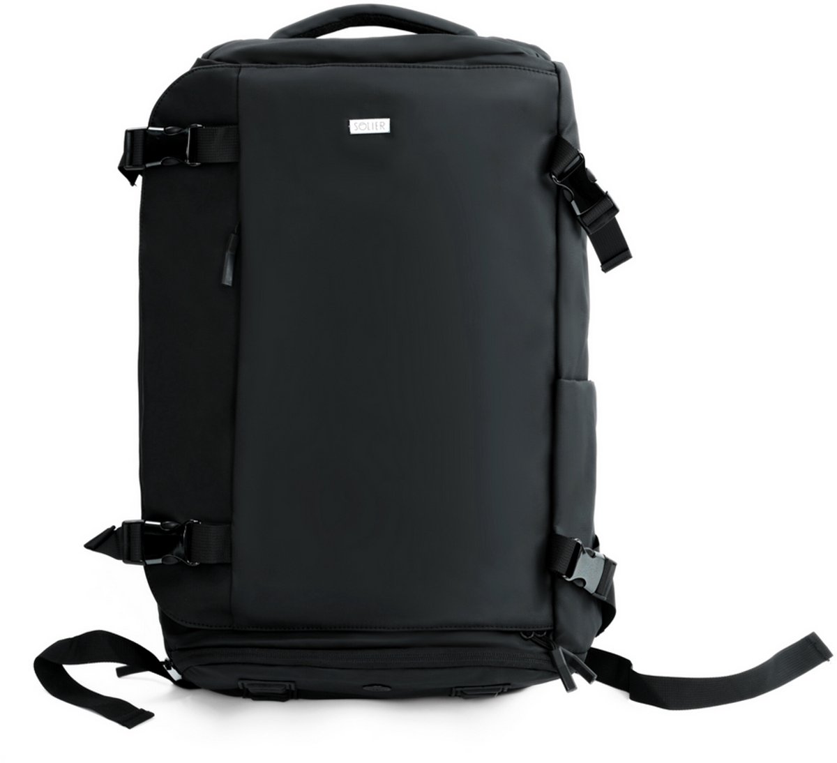 Solier SV24 Tarrel Black – lichte stedelijke en reisrugzak met laptopvak, USB-poort en geventileerd schoenenvak, zwart