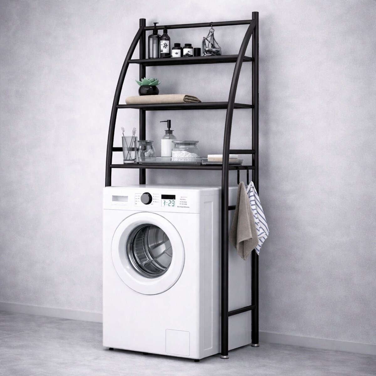 Bol.com MeubelsvanJoep wasmachine ombouw rek zwart 166 x 65 x 25 cm - Wasmachine rek met opbergruimte zwart - Wasmachine rek bov... aanbieding