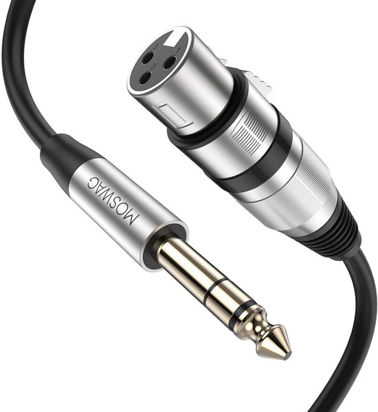 USB-C Naar XLR Vrouwelijk + 3,5 Mm Stereo Audio-adapterkabel – 1 Meter, Met DAC-chip, Voor Dynamische- En Condensatormicrofoons, Hoofdtelefoon En Luidsprekers