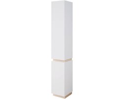 Ruime badkamerkast met 2 deuren - 33 x 198 cm - Wit en Sonomo eiken