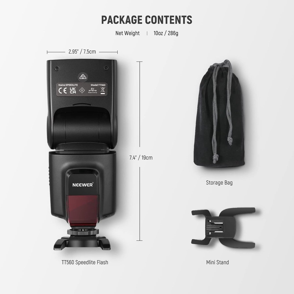NEEWER TT560 cameraflitser Speedlite Compatibel met Canon Nikon Panasonic Olympus Pentax en andere DSLR-camera's, digitale camera's met standaard flitsschoen