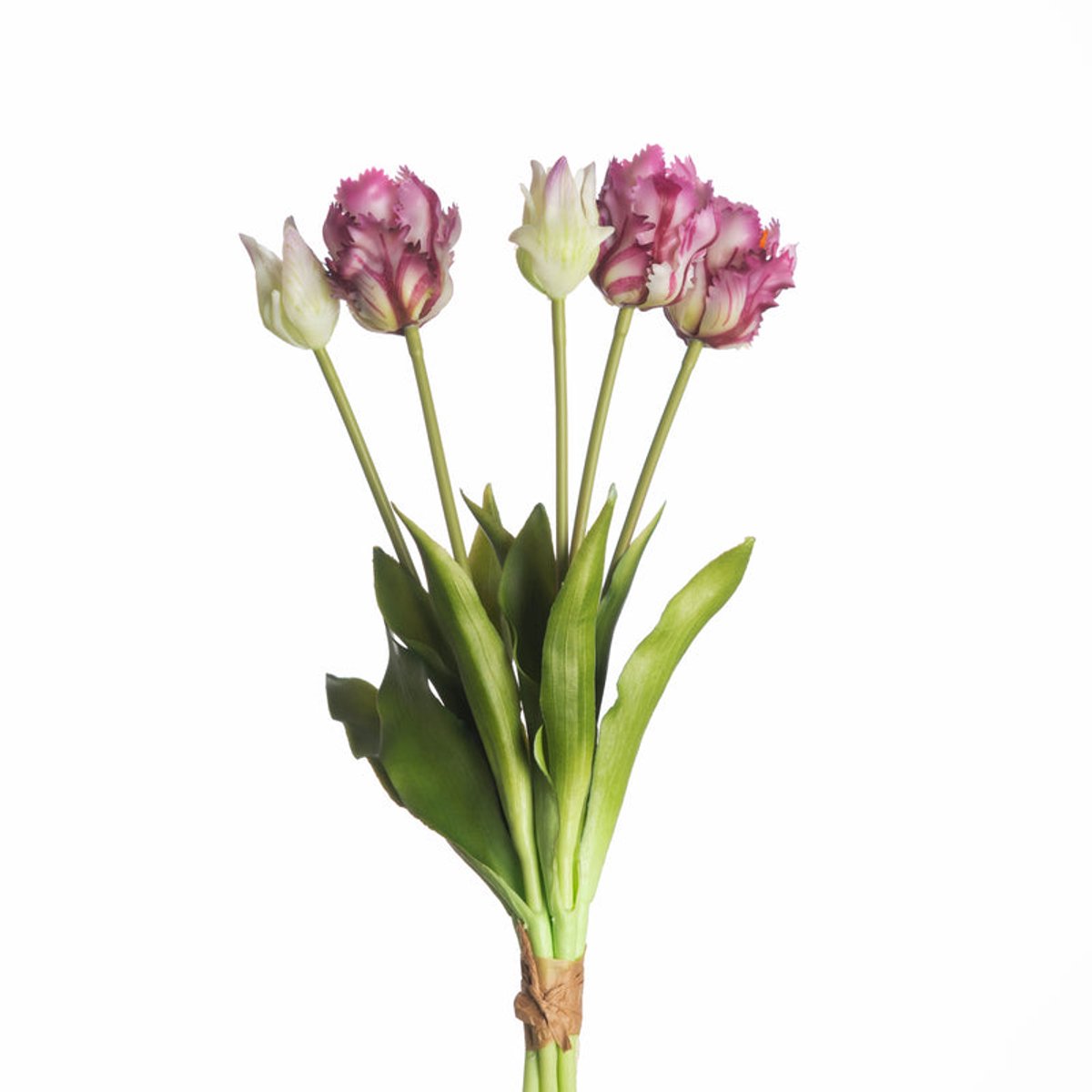 Parrot kunst tulpen boeket van 5 Purple parrot kunsttulpen-Real Touch Parrot Tulip x5 L40cm Purple