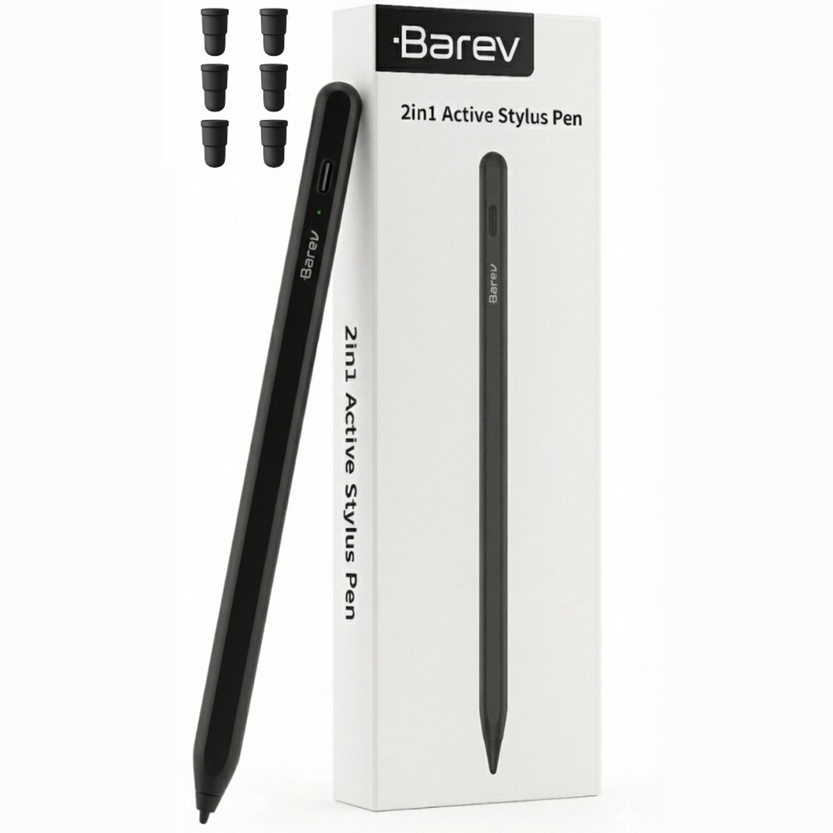 Barev® 2-in-1 Universele Stylus Pen voor Android en iPad – met Echte Dual Mode – voor Tablet, iPad, Android, Windows & Smartphones – Zwart