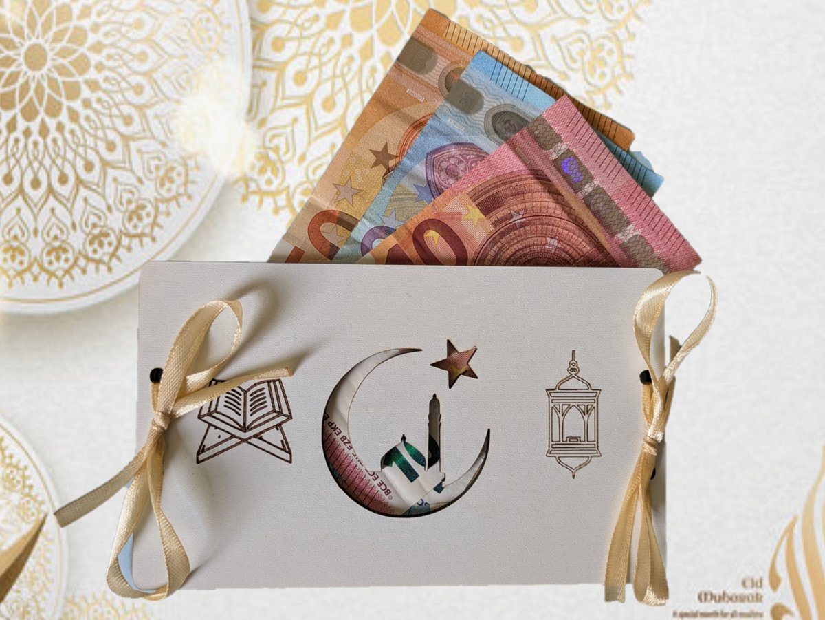 Geld Cadeaukaart Eid Mubarak - Onbedrukt - MDF wit 3mm - Umrah Mubarak - Ramadan Kareem - Suikerfeest - Offerfeest - Islamitische cadeau huwelijk - Eid Gift - Eid al Fitr - Moslim Cadeau - Iftrar Bismillah