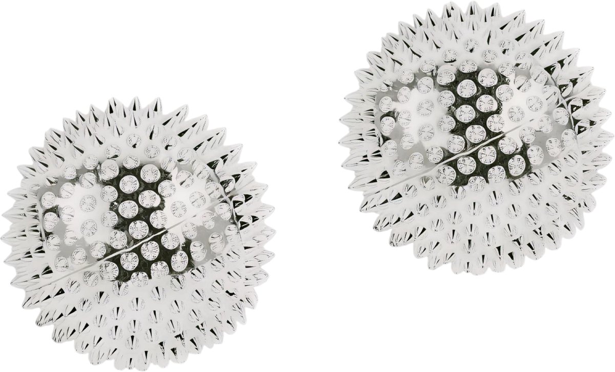 Hand Massageballen 2 Stuks – Zilver – Magnetische Massage Roller met Acupressuur – Anti-Stress Fidget & Sensorisch Speelgoed voor Volwassenen