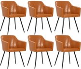 Moderne Eetkamerstoelen Bruin set van 6 STUKS kunstleer / Eetkamer stoelen / Extra stoelen voor huiskamer / Dineerstoelen / Tafelstoelen / Barstoelen / Huiskamer stoelen