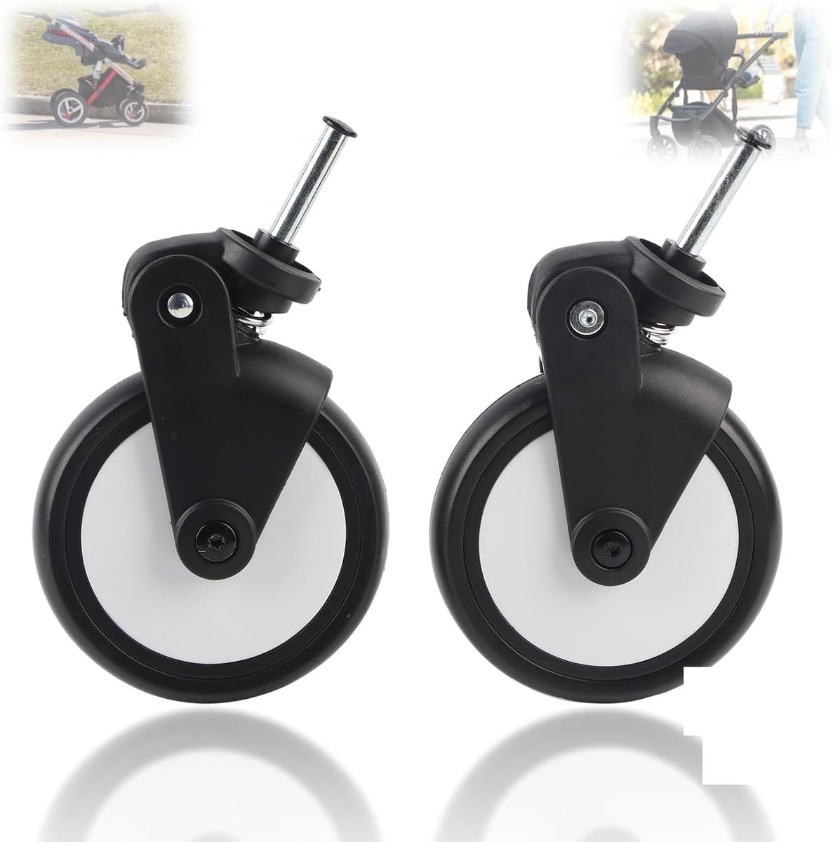 Baby Stroller Vervangwielen - Wielen met een Diameter van 13 Cm - Rubber Wielen Accessoires voor Kinderwagens - Eenvoudig te Installeren met 360 Graden Rotatie
