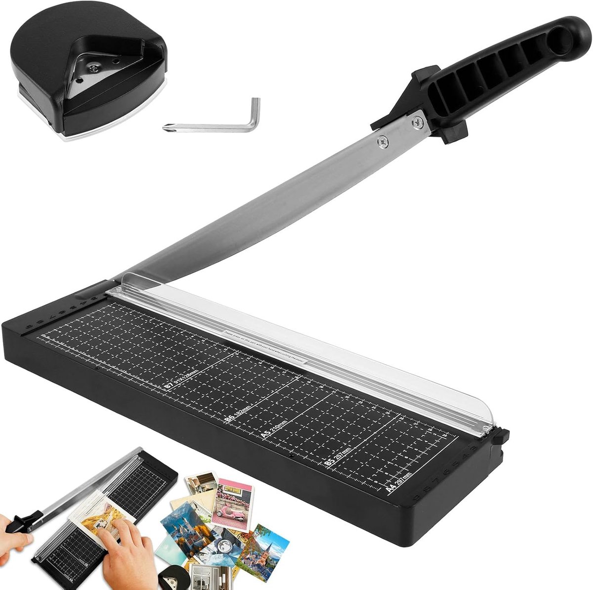 Lever Cutter - A4 - A3 - 30 cm - Paper Cutting Machine - Met R4 Corner Round - Guillotine - RVS Snijmachine - Voor Snijden van Fotopapier - Werkend Karton - Kaartpapier