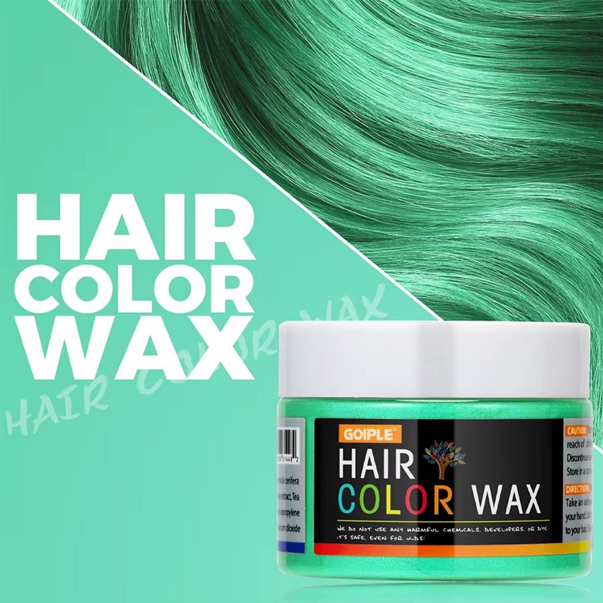 GROENE – Kleur Haar Wax- Haarwax-HaircolorWax – Direct natuurlijke haarkleur, Natuurlijke ingrediënten Wasbaar-Feest wax –Tijdelijke Haarkleur-Carnaval- Moderne look- Haarcrème-Natuurlijke product -Waterbasis –Kleur:Groen