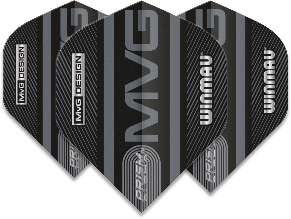 Winmau Prism Alpha Black MVG Grey - Dart Flights