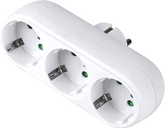 Elektrawebshop Stopcontact stekker 3 voudig wit horizontaal met randaarde - 226660