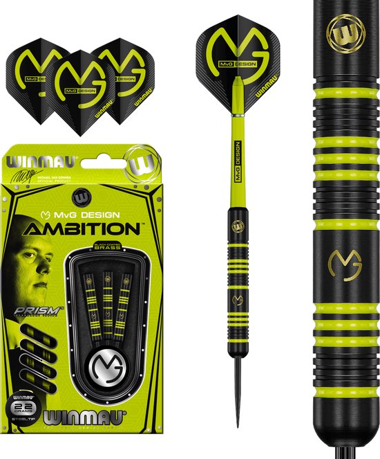 Winmau Michael van Gerwen Ambition Black Coated Brass - Dartpijlen