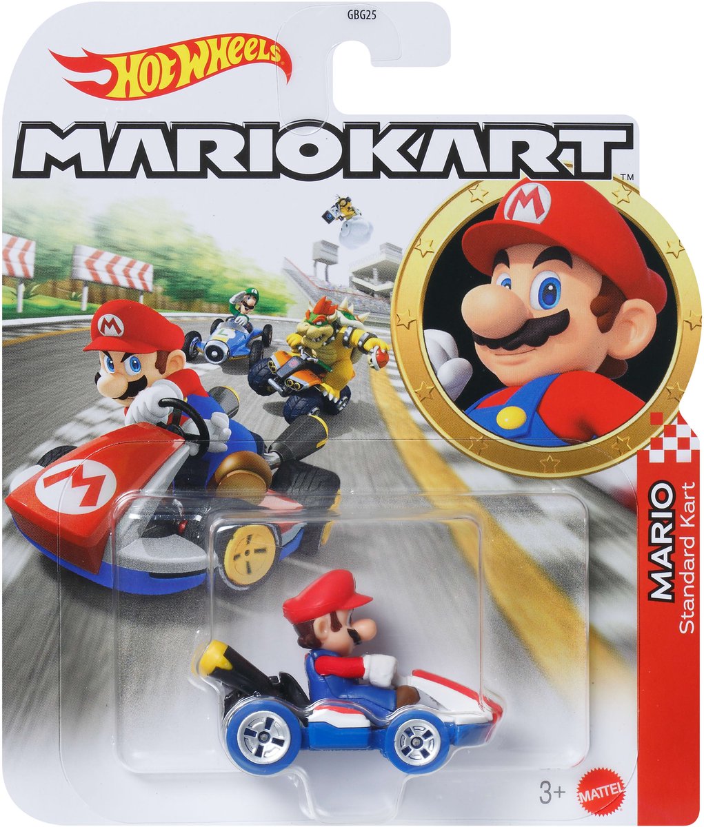 Hot Wheels Mario Kart Replica Diecast Mario, Standard Kart — afbeelding 3