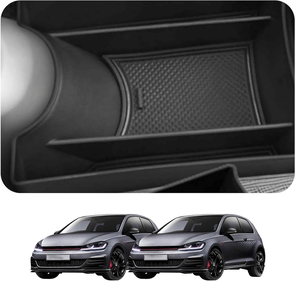 CSGoods - Opbergdoos voor middenconsole, compatibel met compacte auto's, interieur accessoires, opbergdoos, organisator - Grijs