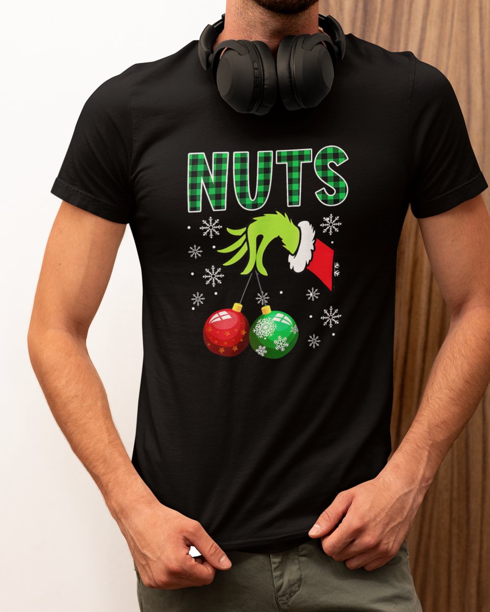 Nuts Kerst - Kerst T-shirt Zwart - Grappig T-shirt - Maat M - Kerst Cadeau Mannen - Limited Edition