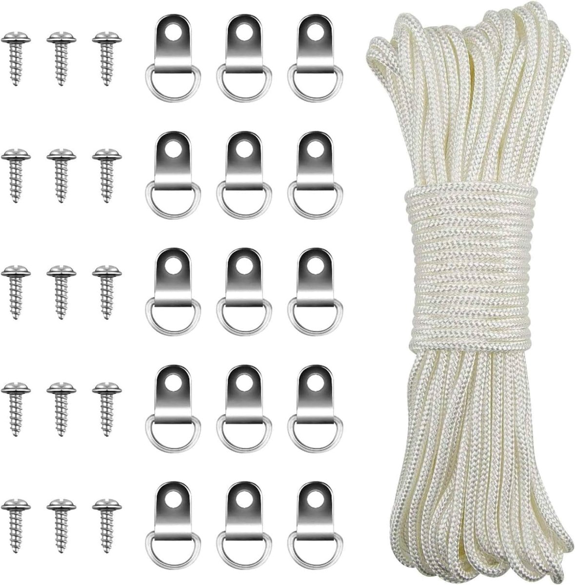 Photo Hanging Set met D-Ringen - Clamp Loops voor Fotolijsten - Inclusief 15 Hanging Hooks