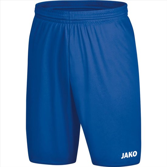 Short de sport bleu enfant avec ceinture élastique et logo Jako.