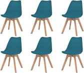 Eetkamerstoelen Turquoise 6 STUKS Plastic met Kunstleren zitje / Eetkamer stoelen / Extra stoelen voor huiskamer / Dineerstoelen / Tafelstoelen / Barstoelen / Huiskamer stoelen/ Ta