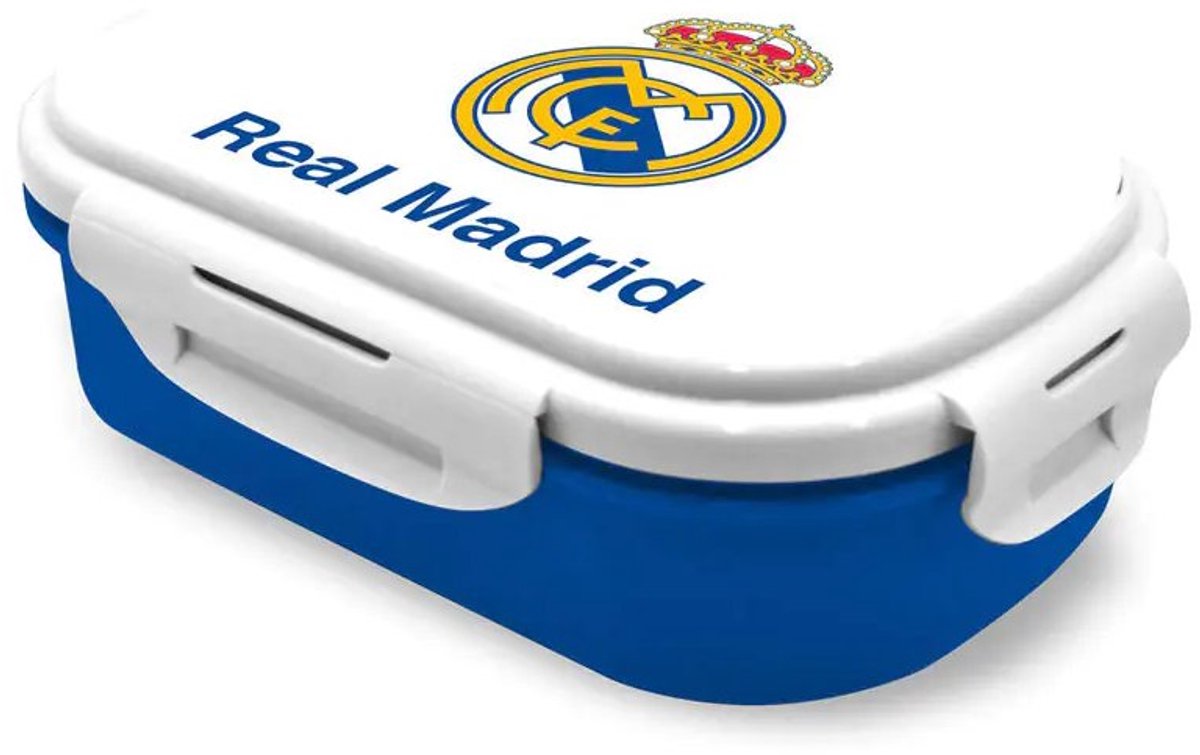 Real Madrid Broodtrommel met Bestek – 21x14x6 cm – Sandwichbox voor School of Werk