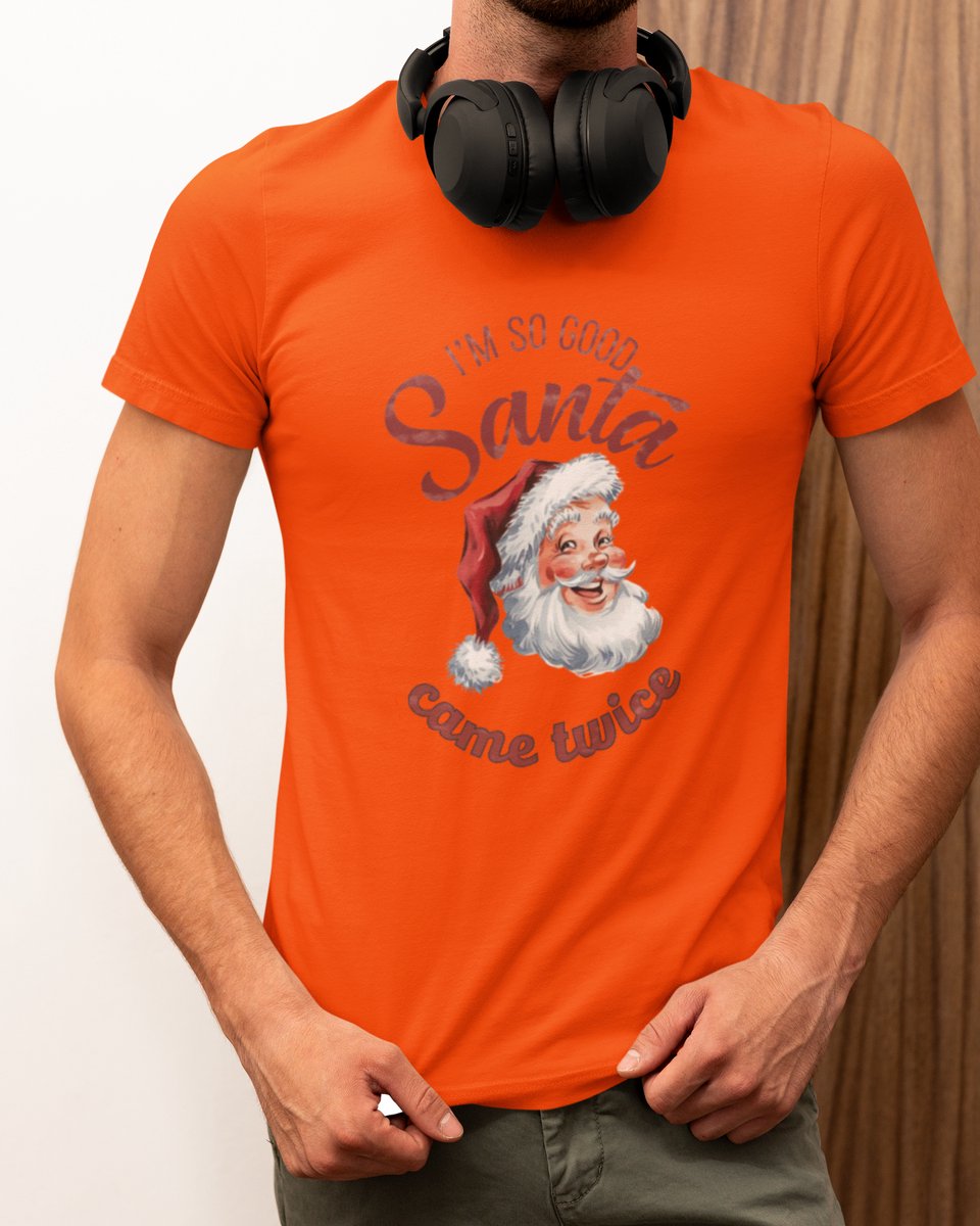 Santa Came Twice Kerst - Kerst T-shirt Oranje - Grappig T-shirt - Maat M - Kerst Cadeau Mannen - Limited Edition