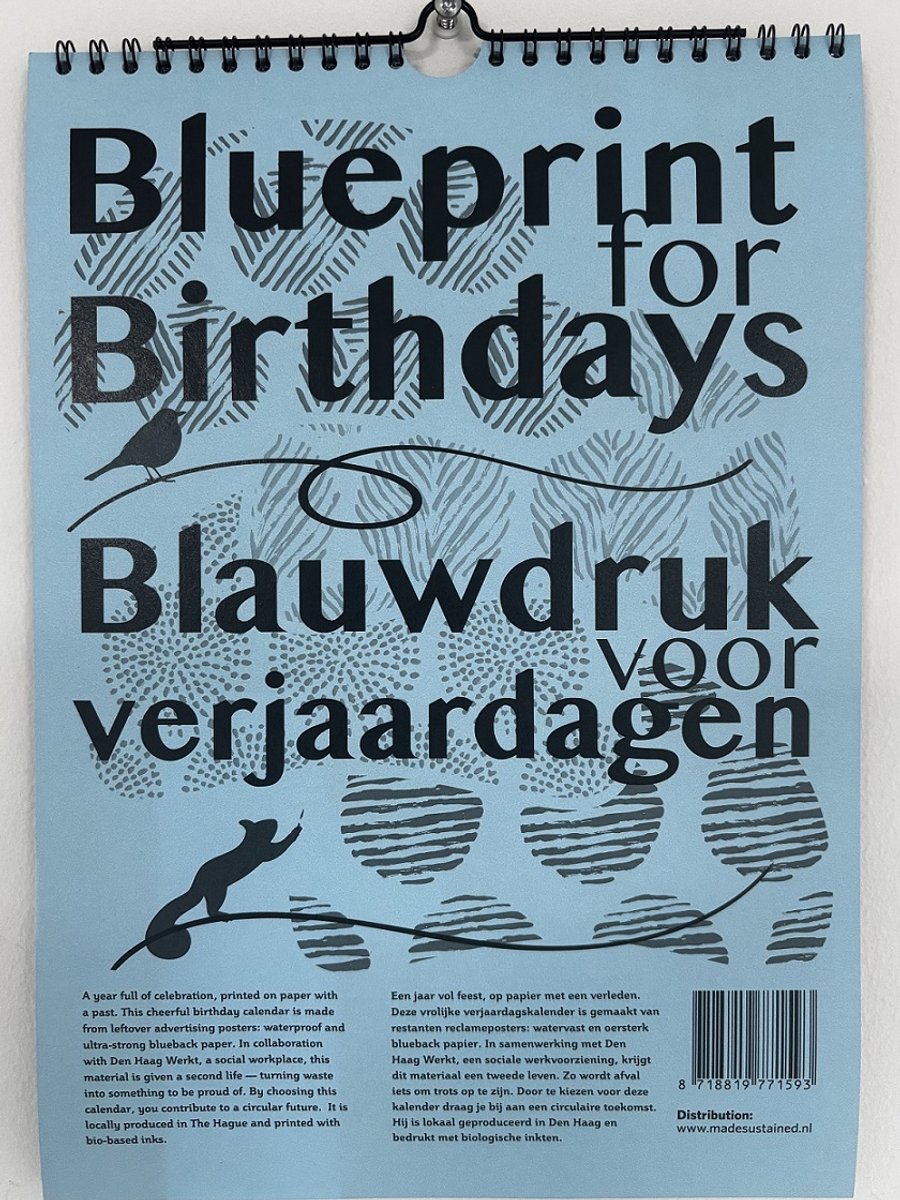 Made Sustained Blauwdruk voor verjaardagen verjaardagskalender