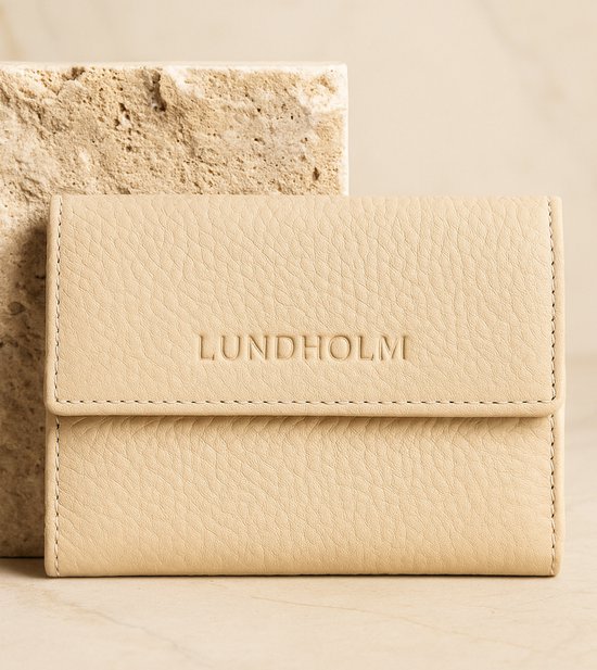 Portefeuille femme en cuir Lundholm - Beige - Collection Byske - Klein, Elegant et protégé contre le RFID - 9 cartes, monnaie et billets - Cuir de vachette Premium - Design scandinave