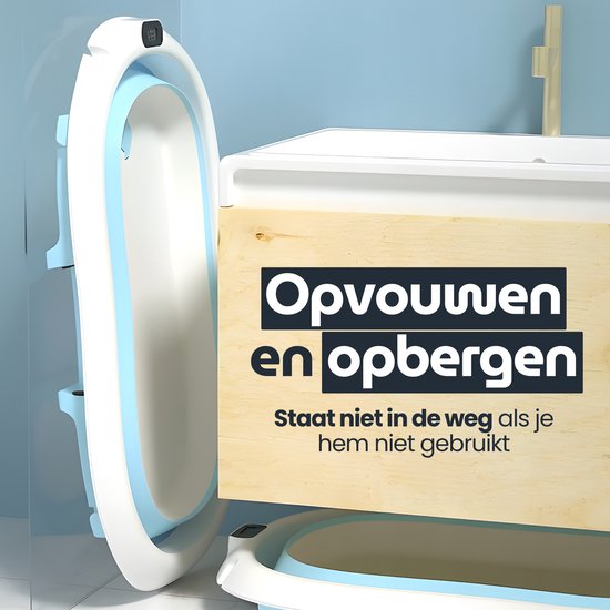 Maomi™ Opvouwbaar Babybad met Thermometer & Badkussen - 84CM - Peuterbadje - Babybadje- Babyspullen - Babybadje met standaard - baby bad - Kinderbadje - Babyspullen - Baby bad set van Maomi™ — afbeelding 2
