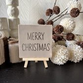 Hartjespost | Tegeltje Merry Christmas beige, goud | schoencadeautjes sinterklaas | tegeltjes met tekst | spreuktegel | tegeltjeswijsheden | Christmas | Xmas | kerstmis | decoratie kerst | 10x10