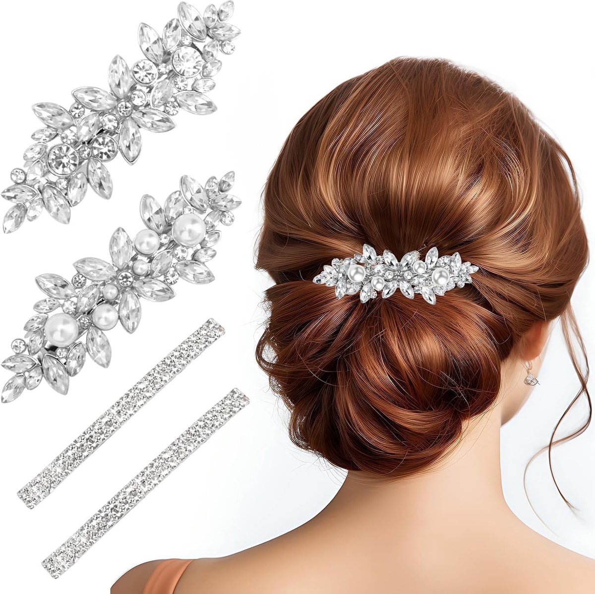 4 stuks strass haarspelden voor vrouwen - elegantie en stijl .