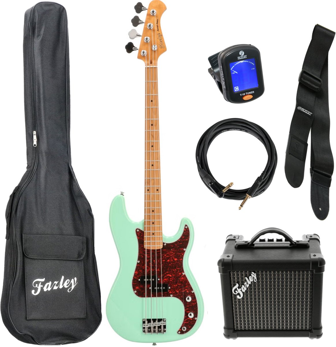 Basgitaar starterset Fazley Sunset Series Piranha 4 Surf Green