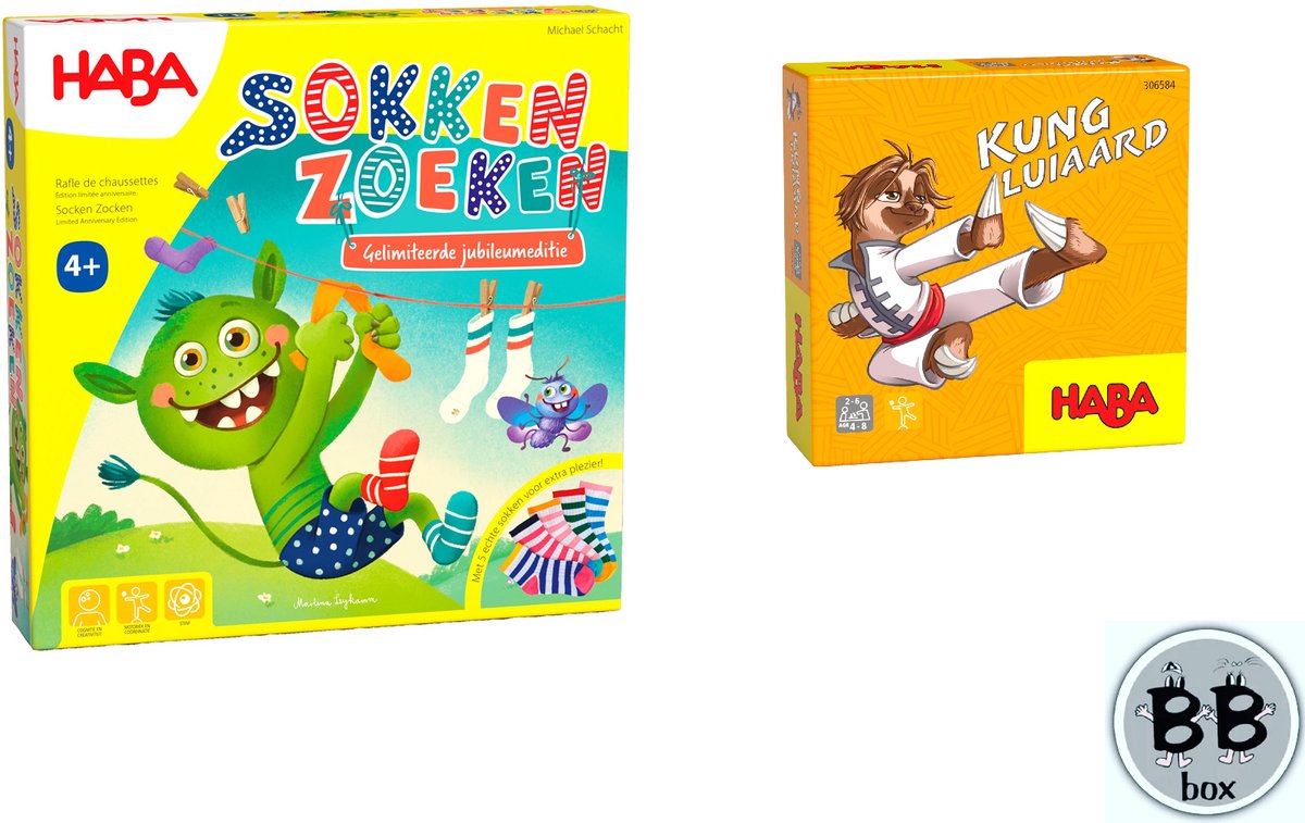 Haba Set van 2 spellen vanaf 4 jaar - Sokken Zoeken & Kung Luiaard