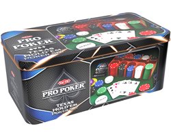 Tactic Pro Poker Texas Hold'em Set – Pokerset – Luxe Aluminium Koffer – 200 Chips van 11,5 gram – Inclusief Kaarten, Dobbelstenen en Dealer Button – Vanaf 14 Jaar
