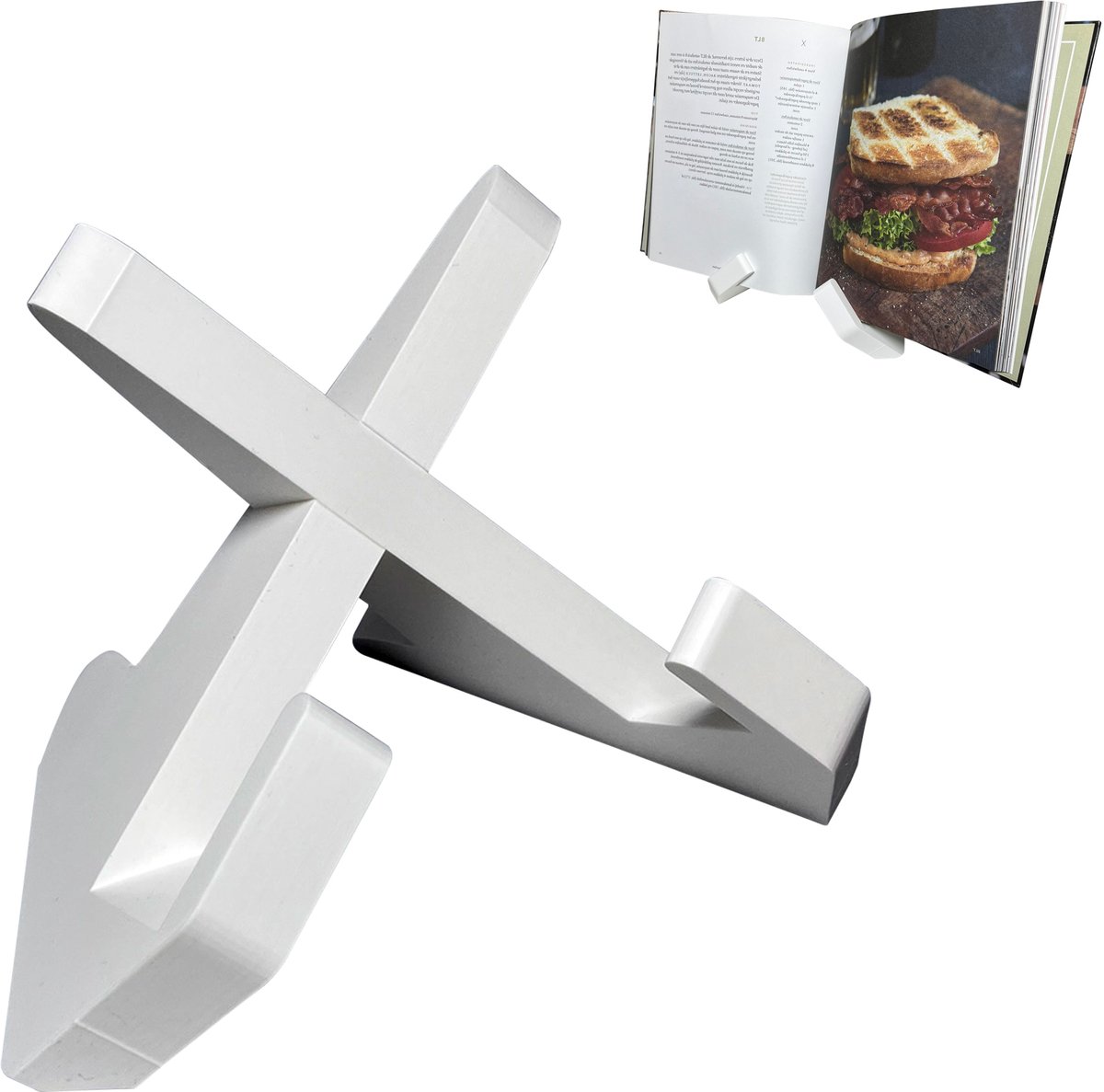 Boekenstandaard - Wit - Kookboek Standaard - Boekenhouder - Kookboekhouder - Book Holder