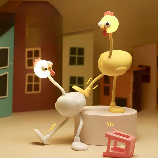 2 stuks Leuk Baby Nachtlampje - Chicken - Nachtlampje Kinderen - Nachtlampje Baby - 3 Niveaus Dimbare Leuke LED Lamp - USB Batterij - Slaapzaal Kantoor Decor Speelgoed Geschenken voor Vrienden - Cadeau Artikel - Geel en wit van Merkloos — afbeelding 2
