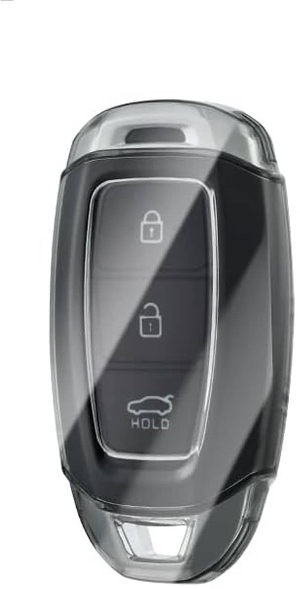 Autosleutel Hoesje geschikt voor Hyundai - Sleutelcover - TPU Cover Sleutelhoes - transparant,zwart