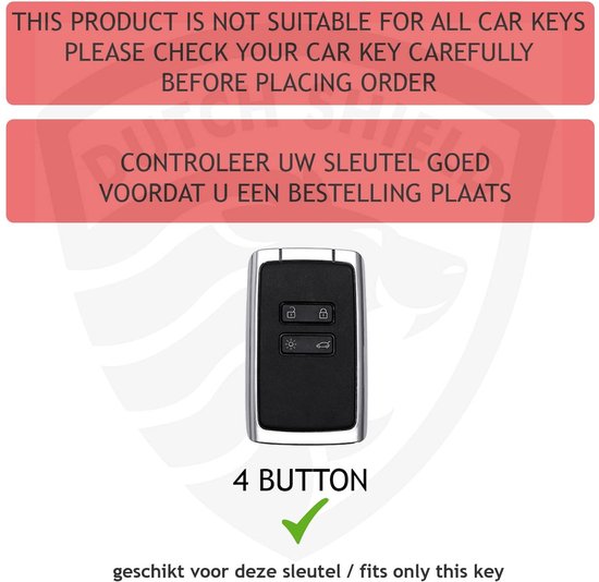 Zwart sleutelbeschermhoesje met 4 knoppen, met tekst "4 BUTTON"