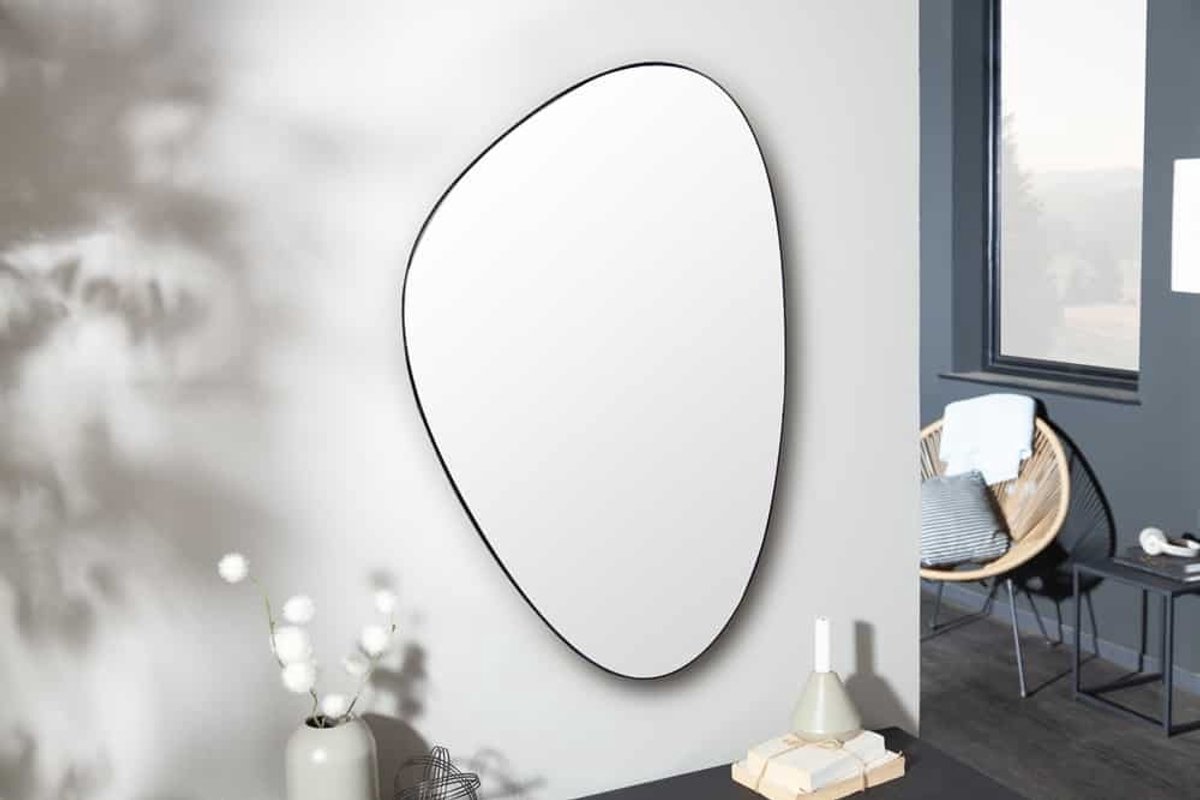Moderne wandspiegel NOEMI 90cm zwart asymmetrisch design - 40703