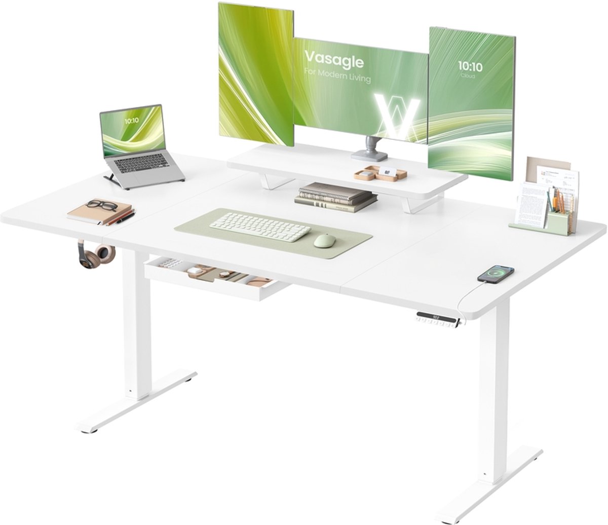 In Hoogte Verstelbaar Bureau – Met Monitorstandaard en USB-aansluiting
