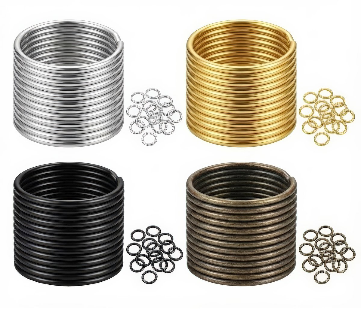 100 Stuks Sleutelringen 25mm in 4 Verschillende Kleuren - DIY Sleutelhangers Ringen Maken Set - Keychain Sleutel Splitringen voor Hobby & Sleutellabels - Keyrings Sleutel Houder Knutselen - 25mm - Zilver, Zwart, Brons, Goud