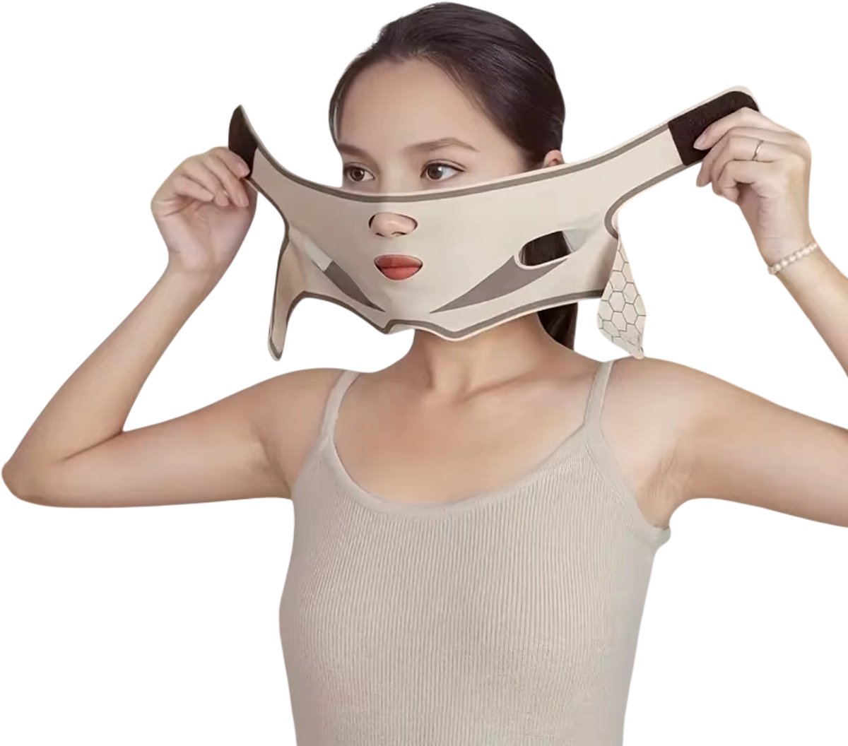 Gezicht Afslankband en kinlift compressieband – V-lijn gezichtstrainer voor contourvorming, huidverstrakking, slankere gezichtslijnen en comfortabele pasvorm