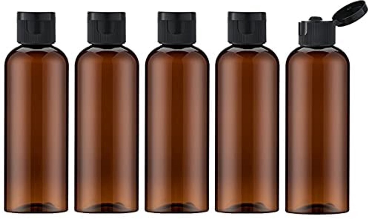 Stunq® Plastic Flessen Set - 100 ml, 5 Stuks met Flipdop en Trechter - Transparant